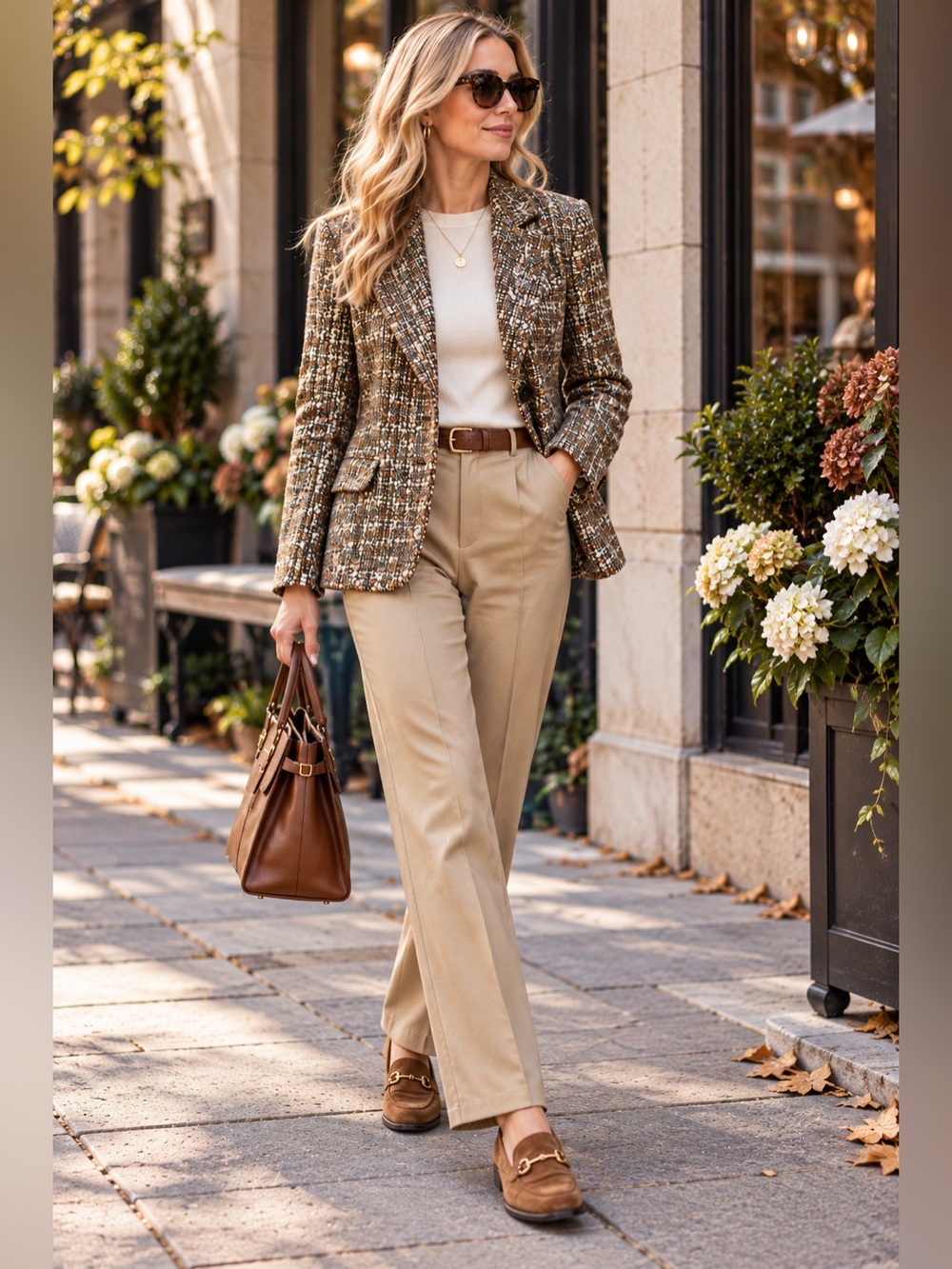 Reitmans Brown Tweed Blazer with Neutral Hues